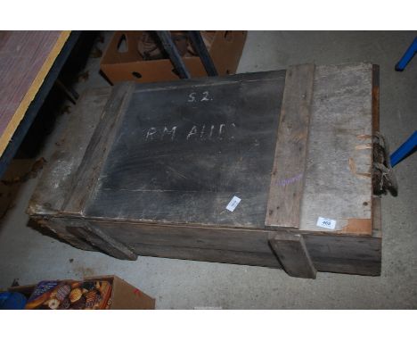 A wooden trunk 'R. M. Allen' to the top.