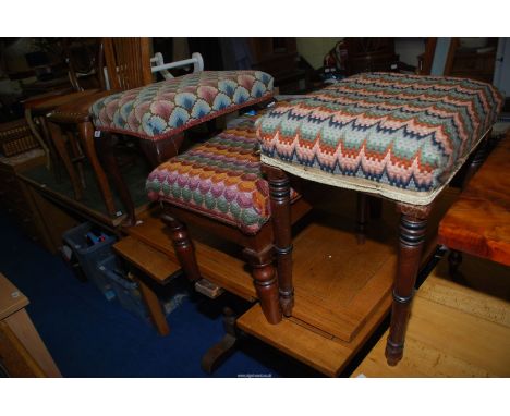 Three tapestry topped stools.
