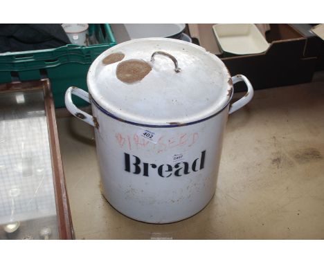 An enamel bread bin.