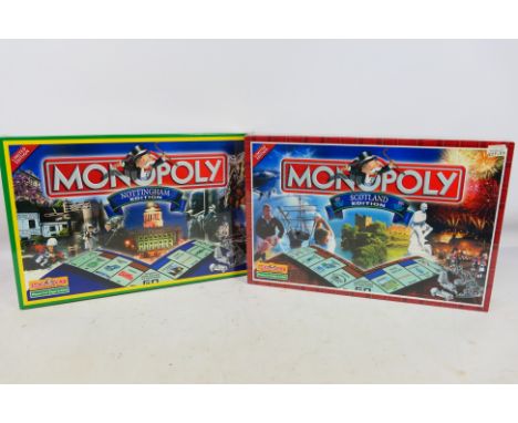 Hasbro - Two limited edition Monopoly board games, both factory sealed comprising Scotland Edition and Nottingham Edition. [2