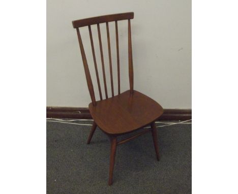 Set of six Ercol? Elm and beech chairs (refinished to a mid brown colour) stamped to under seats, kite mark BS.LK 1960 2056 i