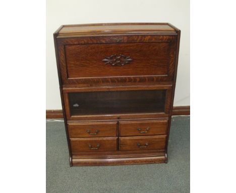 Globe-Wernicke style well fitted desk bookcase, incorporating drawers. Height 115cm , width 87cm , depth 32cm