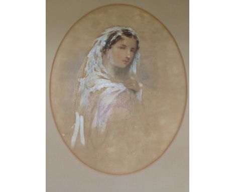 A gilt framed watercolour signed A.V.Hobson (married to Henry Hobson) Portrait of a lady dated 1862
