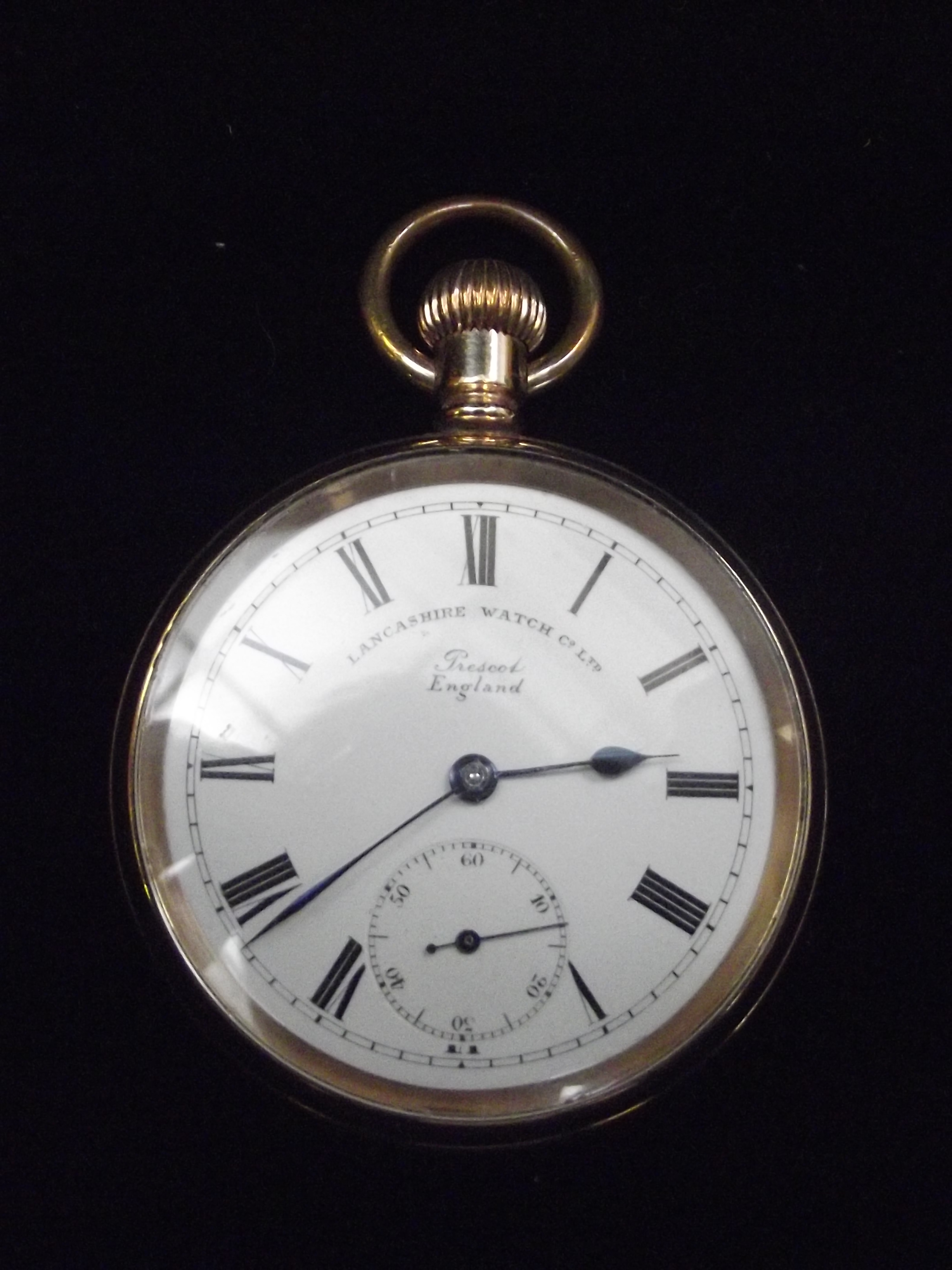 Lancashire watch Co ltd Prescot England gold plated pocket watch