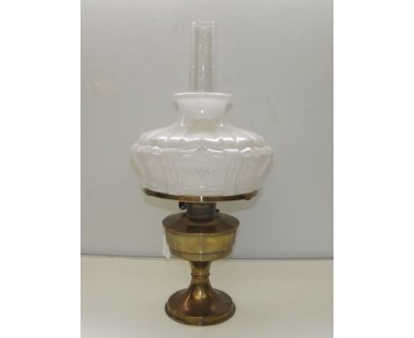 Aladdin '45' table oil lamp with opaque white glass shade complete with funnel .Height 60 cm including funnel