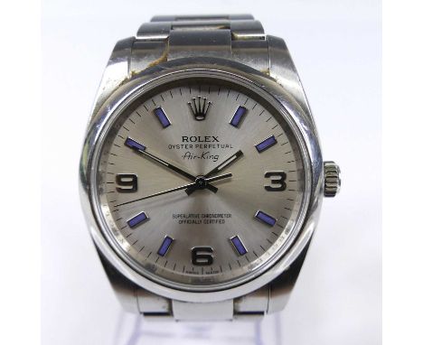 A Rolex Oyster Perpetual Air King superlative chronometer officially certified gent's steel cased automatic wristwatch, ref.1