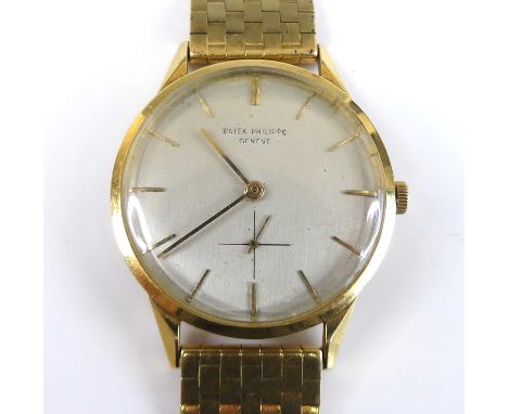 A Patek Philippe Calatrava gents 18ct gold cased wristwatch, ref. 2568-1, No.514969, circa 1960s, having a signed silvered di