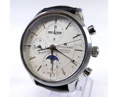 A Maurice Lacroix gent's steel cased Le Classiques chronograph wristwatch, ref. LC6078, No.AR60434, having a signed silvered 