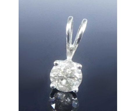 An 18ct white gold single stone pendant, comprising a round brilliant cut diamond in a four-claw setting, with a split bale, 