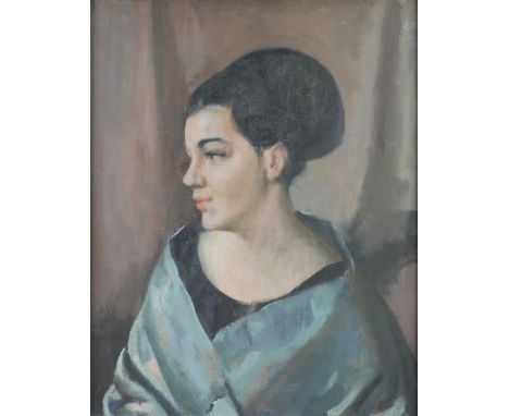 HARRY RUTHERFORD (1903 - 1985) OIL PAINTING ON CANVAS 'Portrait of a Maltese woman' 20" x 16" (51 x 40.5cm) (Provenance - No.
