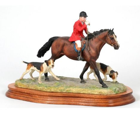 Border Fine Arts 'Collecting the Hounds' (Huntsman and two Hounds), model No. L125 by Anne Wall, limited edition 325/950, on 