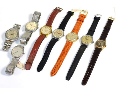 A steel Bulova Accutron wristwatch, steel automatic Bulova wristwatch, 1950's steel automatic Mido wristwatch, chrome plated 