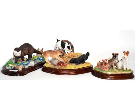 Border Fine Arts Terrier Models Comprising: 'Three Muskateers' (Lakeland Fell, Border and Wire-haired Terriers), model No. B0
