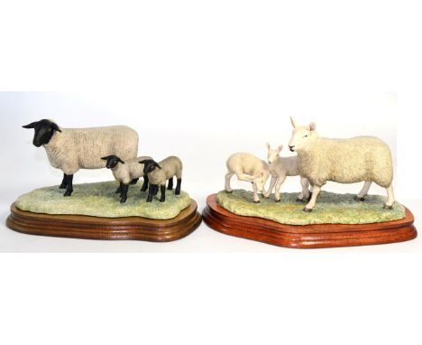 Border Fine Arts 'North Country Cheviot Ewe with Scotch Halfbred Lambs', model No. L147 by Ray Ayres, limited edition 493/950