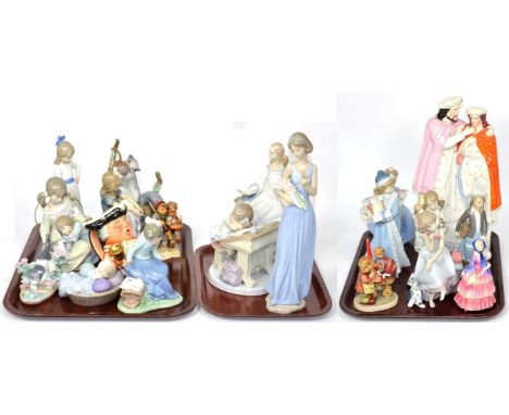 A collection of twenty one ceramic figures including Royal Doulton 'Biddy', Wedgwood Town Crier, a Staffordshire Prodigals Re