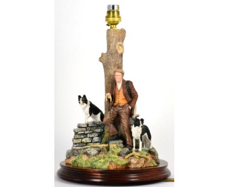 Border Fine Arts Table Lamp 'A Moment to Reflect' (Shepherd and Border Collies), model No. B0516, by Ray Ayres 