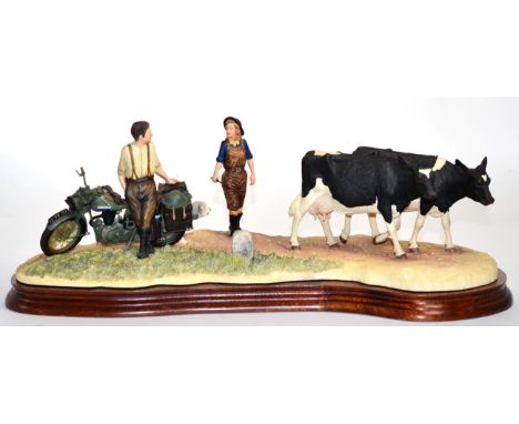 Border Fine Arts 'Flat Refusal' (Friesian Cows), model No. B0650 by Kirsty Armstrong, limited edition 255/1500, on wood base,