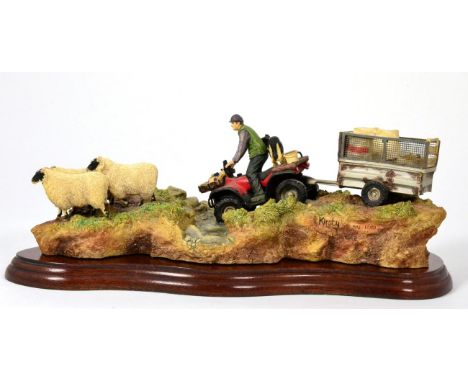 Border Fine Arts 'All in a Day's Work' (Farmer on ATV Herding Sheep), model No. B0593 by Kirsty Armstrong, limited edition 58
