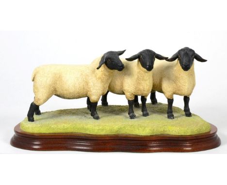 Border Fine Arts 'Suffolk Family Group' (Ram with Gimmer and Ewe Lambs), model No. B0197 by Ray Ayres, limited edition 762/12