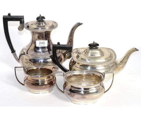 A silver four piece tea service 