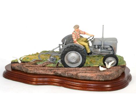 Border Fine Arts 'The Fergie' (Tractor Ploughing), model No. JH64 by Ray Ayres, limited edition 1081/1250, on wood baseNo Cer