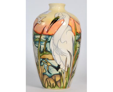 A modern Moorcroft pottery Life On The Estuaries pattern vase by Kerry Goodwin, 99/125, with painted and impressed marks, 24c