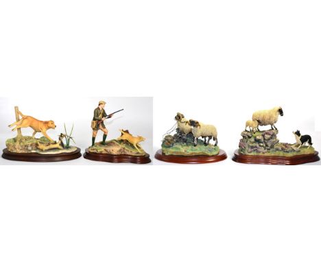 Border Fine Arts 'Dogging 'Em Up' (Second Version - Labradors), model No. 114B by Ray Ayres, on wood base and 'Disturbing the