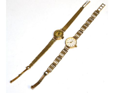 Two 9 carat gold cased Rotary wrist watches, on an integral 9 carat gold straps (2)26.3g gross 