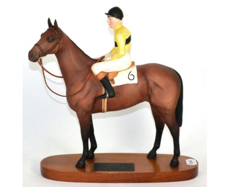 Beswick Connoisseur Horse Arkle - Pat Taaffe Up, model No. 2084, bay matt, on wooden plinth