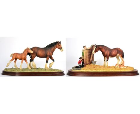 Border Fine Arts 'Next Generation' (Mare, Foal, Man and Boy), model No. B0201 by Anne Wall, limited edition 517/1500, on wood