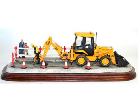Border Fine Arts 'Essential Repairs' (Workman with JCB Back Hoe), model No. B0652 by Ray Ayres, limited edition 557/1750, on 
