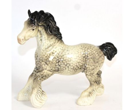 Beswick Cantering Shire, model No. 975, Rocking Horse grey gloss (a.f)Fine crazing throughout and minor chip to tip of one ea