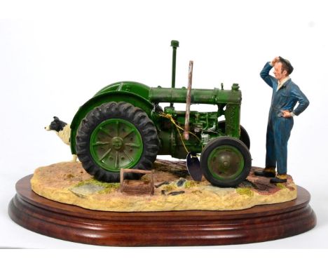 Border Fine Arts 'Won't Start' (Tractor, farmer and collie), model No. B0299 by Ray Ayres, on wood base, with box
