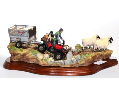 Border Fine Arts 'All in a Day's Work' (Farmer on ATV Herding Sheep), model No. B0593 by Kirsty Armstrong, limited edition 61