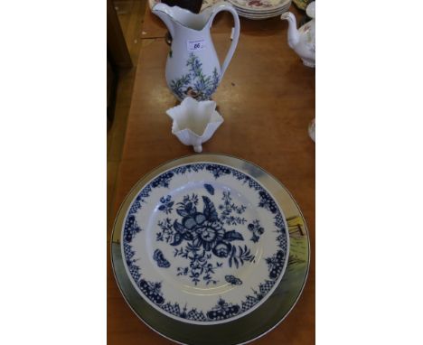 A mixed lot comprising a Royal Doulton plate 'Home Waters' together with five Royal Worcester blue and white dinner plates, a