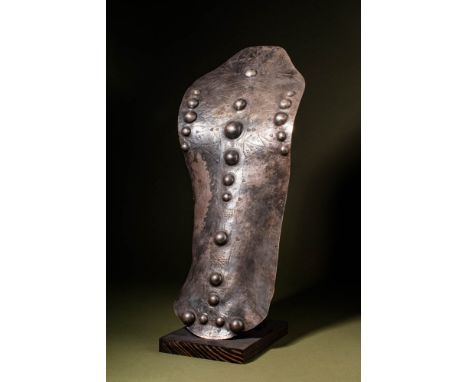 Ca. AD 900 - 1100.A Viking silver chamfron made from a single sheet of hammered silver. It is embossed with typical medieval 