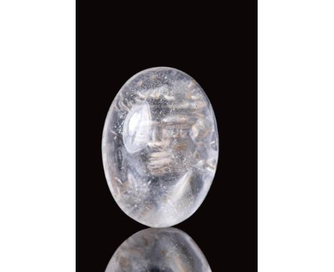 Ca. 100 BC - AD 100.An amazing crystal rock Hologram intaglio, which features a frontal bust of a nobleman with curly hair. U