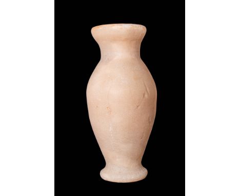 Late Period, Ca. 664 - 332 BC.An Egyptian jar, made from banded alabaster ranging from a creamy beige to a buttery pale yello