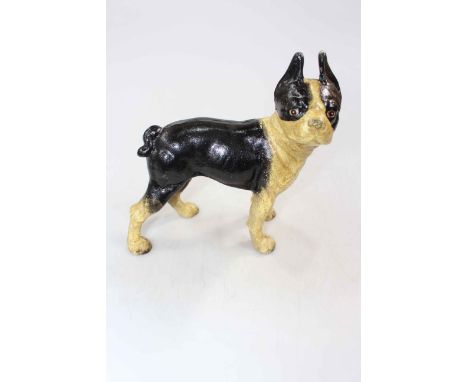Cast iron Boston Terrier dog model, 25cm high.