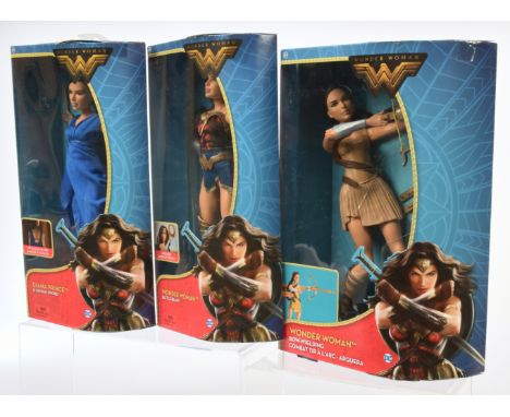 Mattel Barbie DC Wonder Woman dolls x three, 2016: (1) Bow-Wielding, FDF37; (2) Diana Prince and Hidden Sword, FDF36; (3) Won