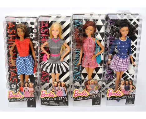 Mattel Barbie Fashionista dolls x four, 2014: (1) CFG17; (2) CLN63; (3) CLN59; (4) CLN68; Near Mint to Mint, NRFB, within Fai