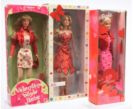 Mattel Barbie Valentine Hearts themed x three dolls: (1) Target Special Edition Valentine Style Barbie, 20465, 1998; (2) Barb