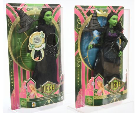 Mattel Barbie Wicked Elphaba Thropp pair of dolls, 2024, including Musical doll with recalled MISPRINT website to box: (1) Mu