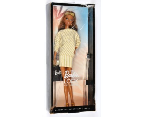 Mattel Barbie City Shopper The Barbie Look Model Muse doll, 2012, X8257, Black Label, cream and gold glitter strip dress, Nea