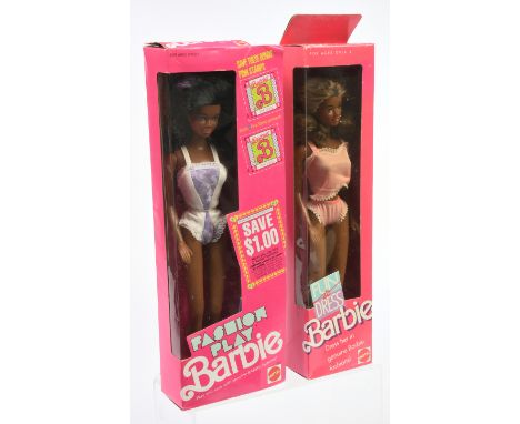 Mattel Barbie pair of dolls: (1) Fashion Play Barbie, 5953, 1990; (2) Fun to Dress Barbie, 4939, 1989; Near Mint to Mint, NRF