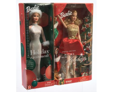 Mattel Barbie Christmas Holidays dolls pair, 2001: (1) Holiday Excitement Barbie doll, 29203, 2001; (2) Target Special Editio