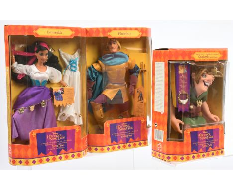 Mattel Disney Hunchback of Notre Dame x three dolls: (1) Quasimodo Magic View, 15313, 1995; (2) Phoebus, 15312, 1995; (3) Esm