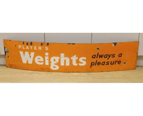 An enamel sign, Player's weights