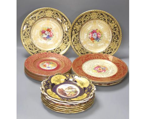 A group of hand-painted and other 19th century and later plates to include examples by Royal Worcester, George Jones, Royal C