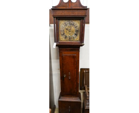 A George III eight day longcase clock, marked Zac Hanwell, London, in later oak case, height 213cm